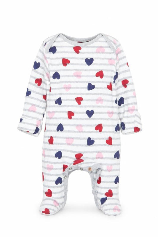 Front view of F&F girls’ grey geometric babydoll one piece, size 0-3, months