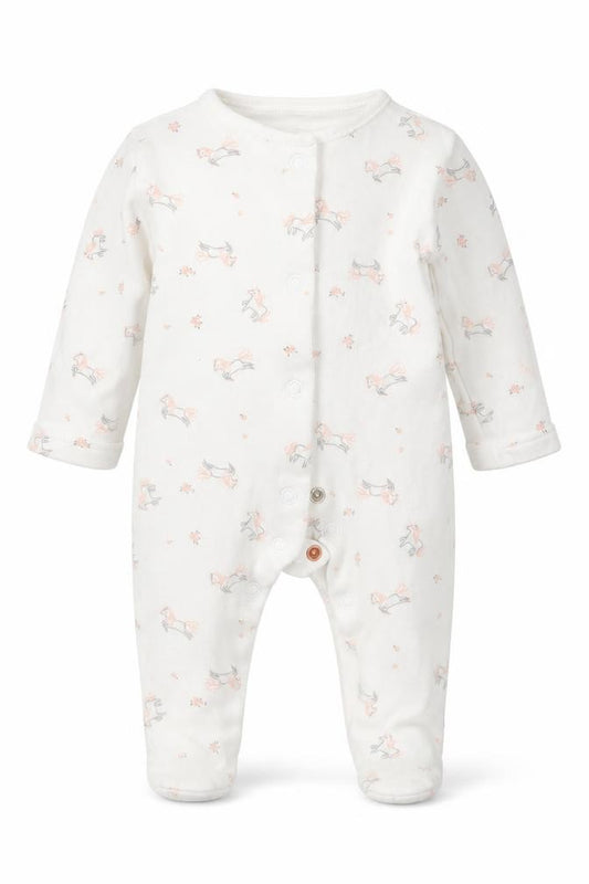 Front view of George girls’ pink geometric babydoll one piece size newborn