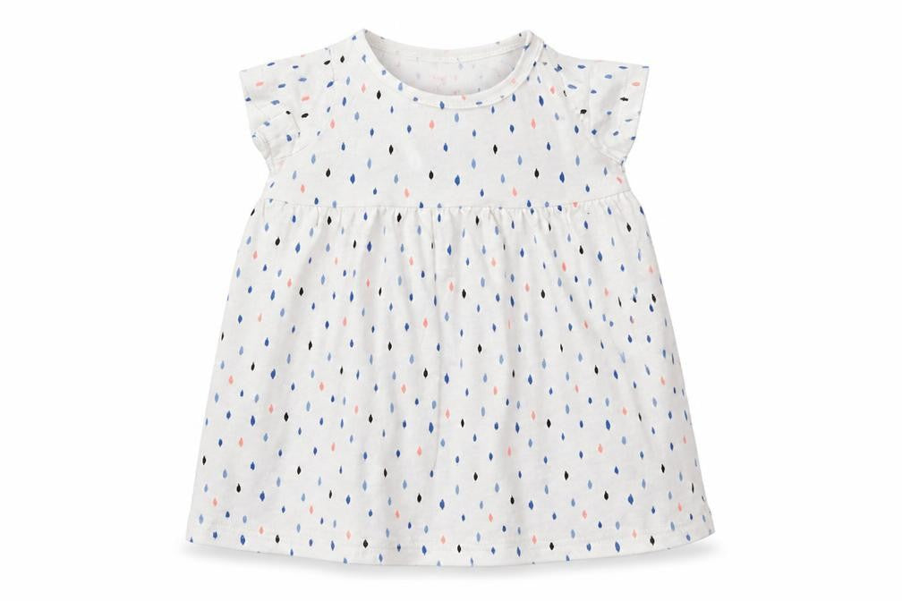 Front view of F&F girls’ white basic t-shirt, size 3-6, months - long