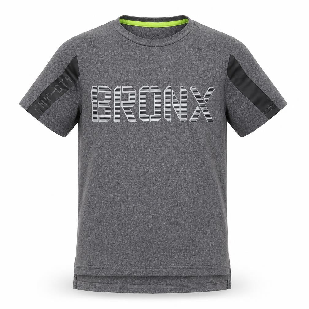 Front view of F&F boys’ grey basic t-shirt, size 8-9, years - bronx