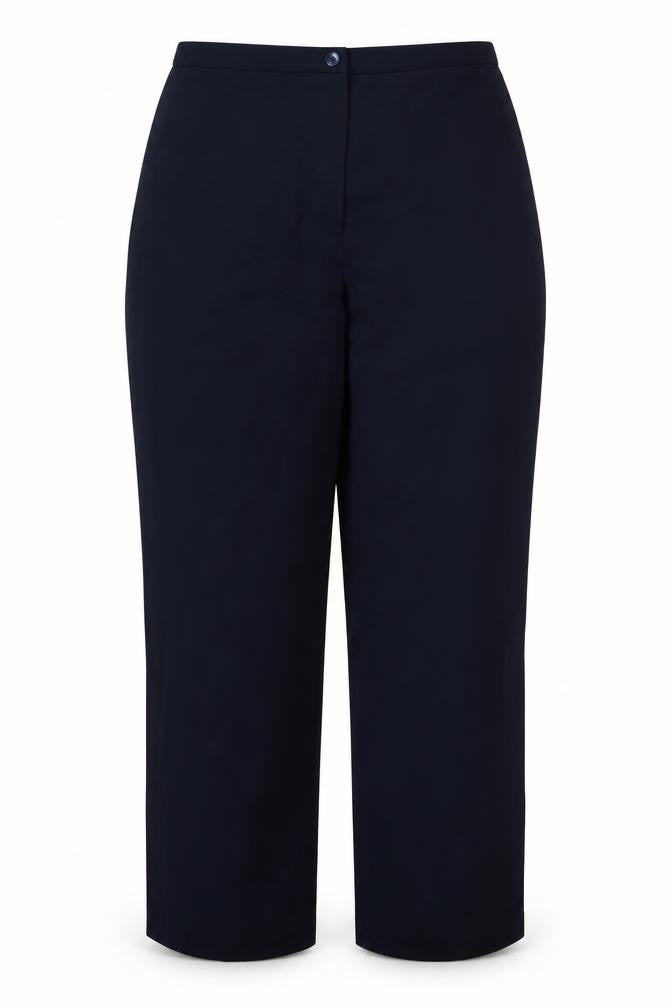 Front view of AMARANTO women’s blue trousers, size UK 18, 29-inch leg