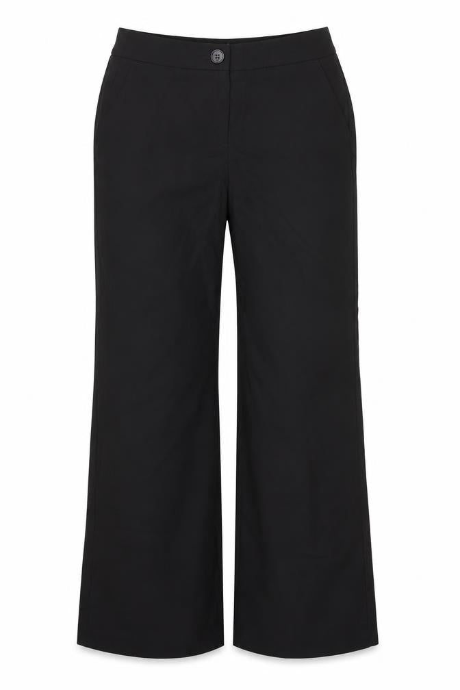 Front view of Woolworths women’s black trousers, size UK 10, 31-inch leg
