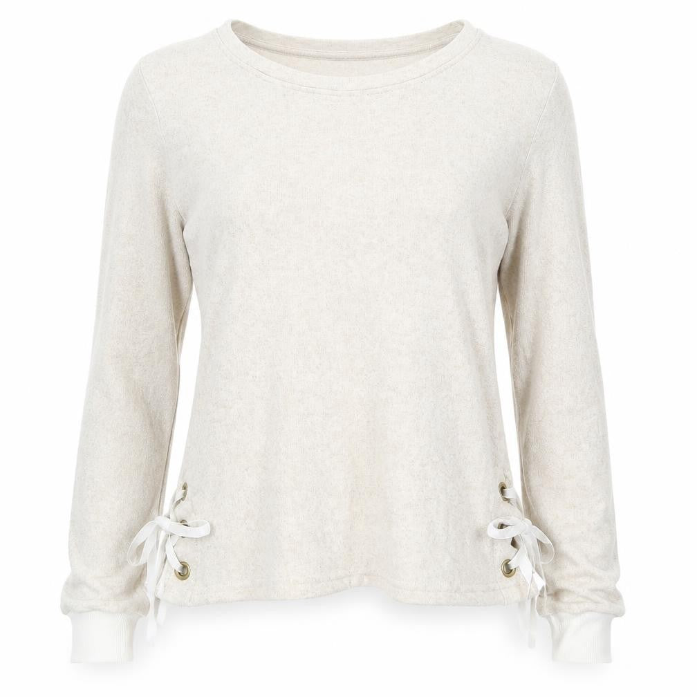 Front view of Pepper & Mayne women’s beige solid top pyjama top, size M