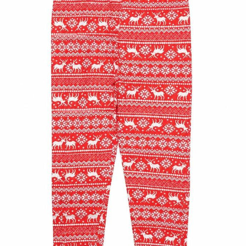 Pep & Co. Girls Red Fair Isle  Jegging Trousers Size 10-11 Years - Seasonal Christmas Festive Holiday