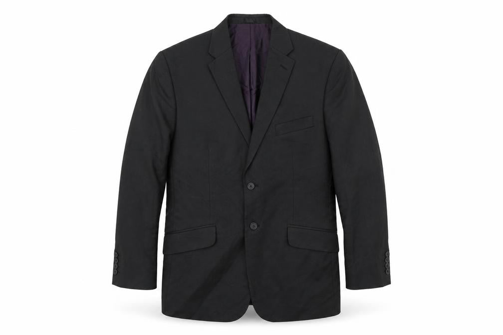 Front view of F&F men’s black striped jacket blazer, size 44