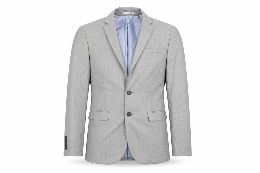 Front view of Cedarwood State men’s grey jacket blazer, size 34