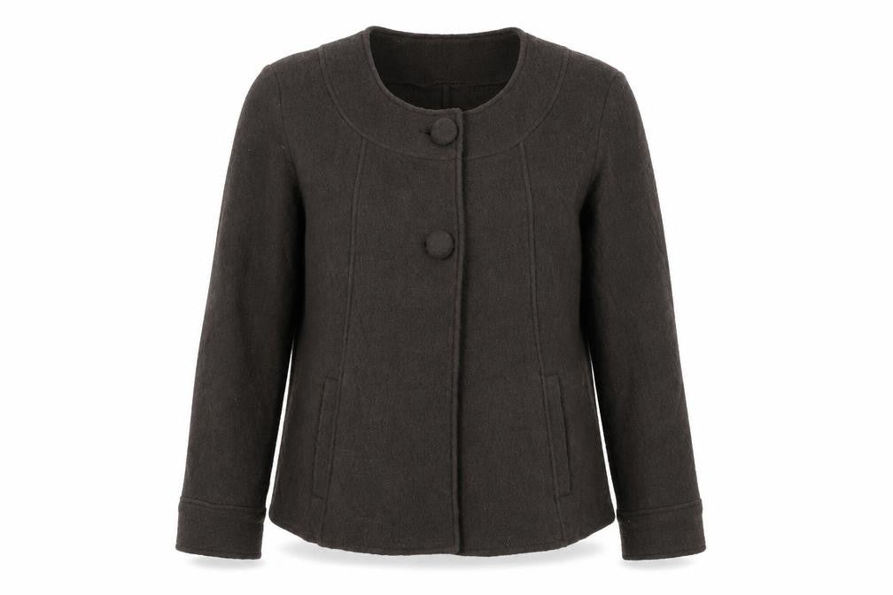 Front view of klass collection women’s green overcoat coat, size 2XL