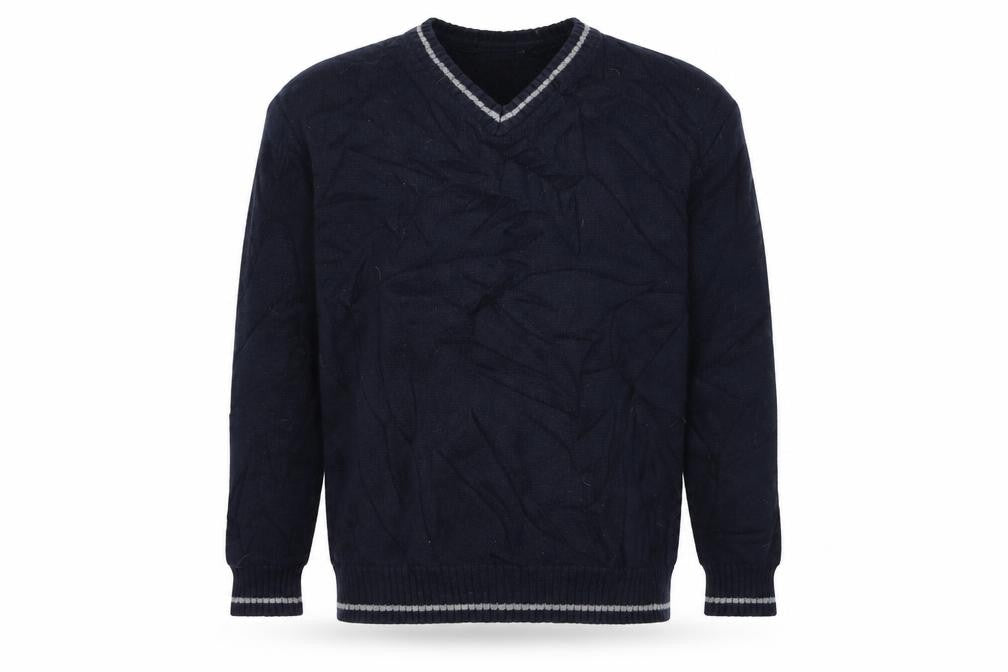 Front view of Easy men’s blue knit jumper, size M