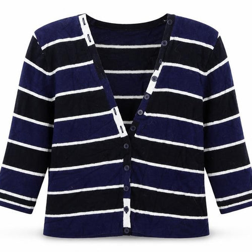 Precis Womens Blue Striped Knit Cardigan Jumper Size M