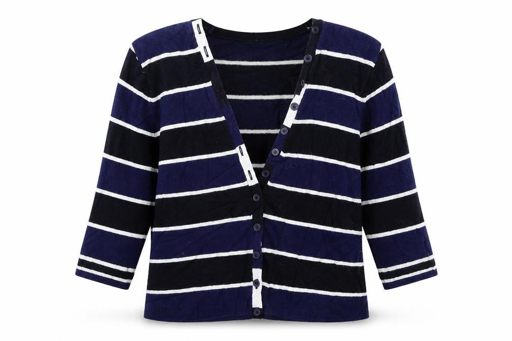 Precis Womens Blue Striped Knit Cardigan Jumper Size M
