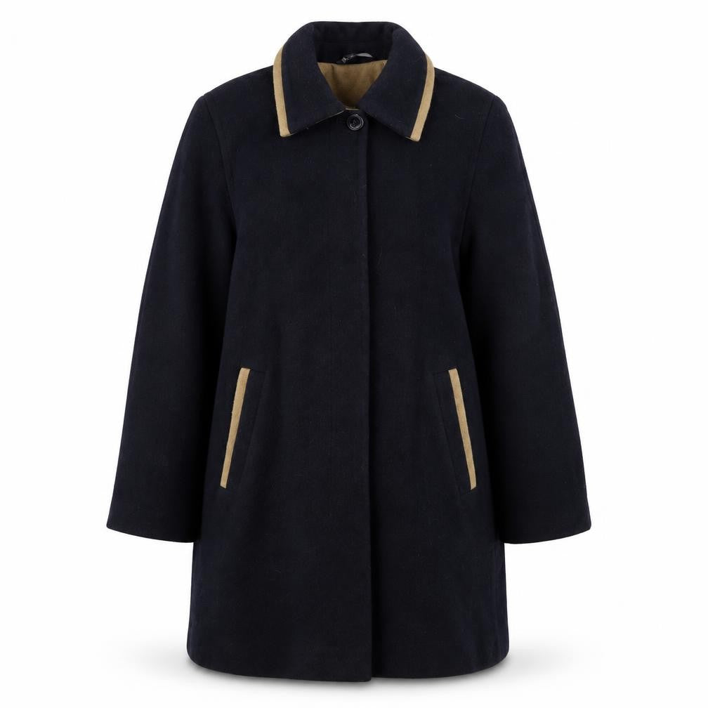 Front view of BHS women’s black overcoat coat, size UK 10