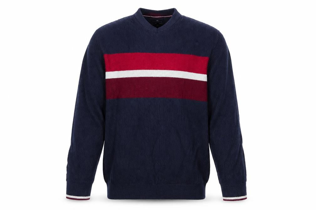 Front view of Blue Harbour men’s blue jumper, size M
