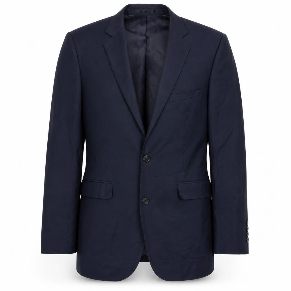 Front view of lanficio men’s blue jacket blazer, size 38