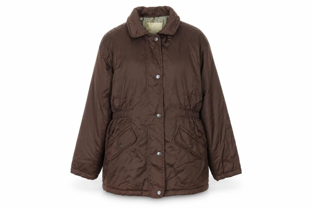 Front view of BHS women’s brown houndstooth jacket coat, size UK 14