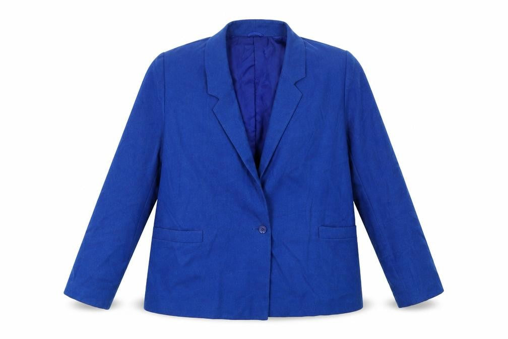 Front view of Littlewoods women’s blue jacket blazer, size UK 16