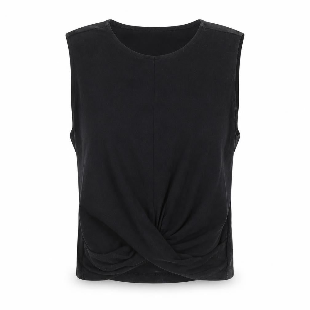 Front view of H&M women’s black cropped tank, size S