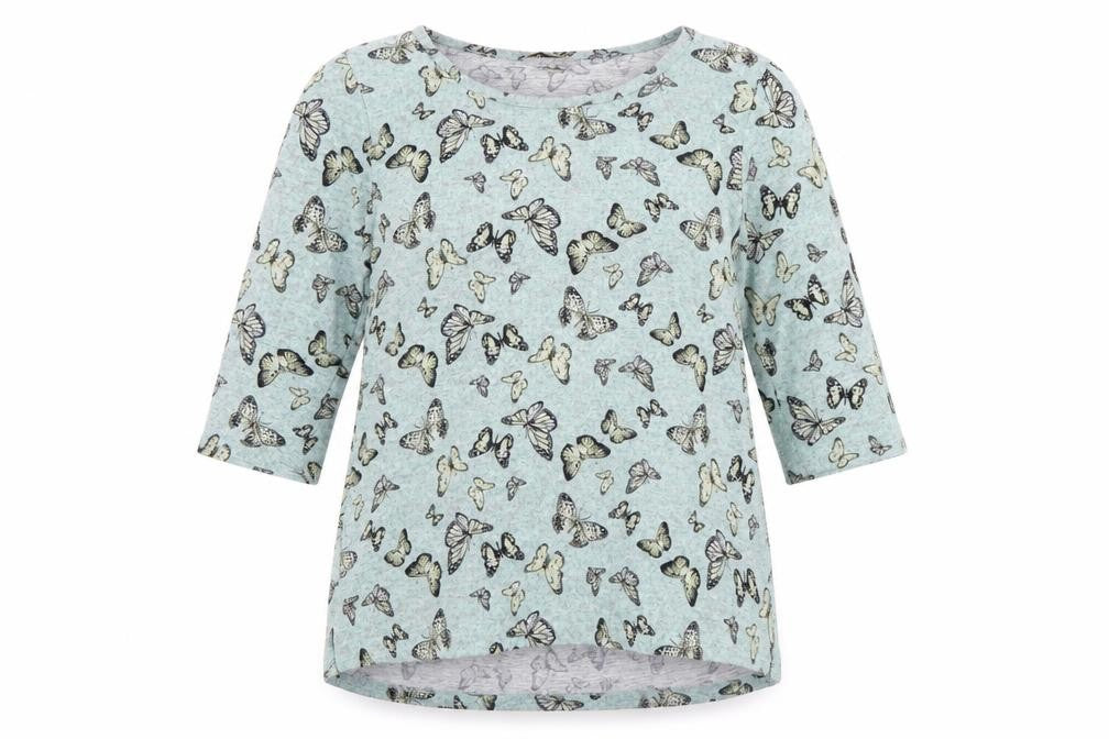 Front view of Originals women’s blue animal print basic t-shirt, size UK 14