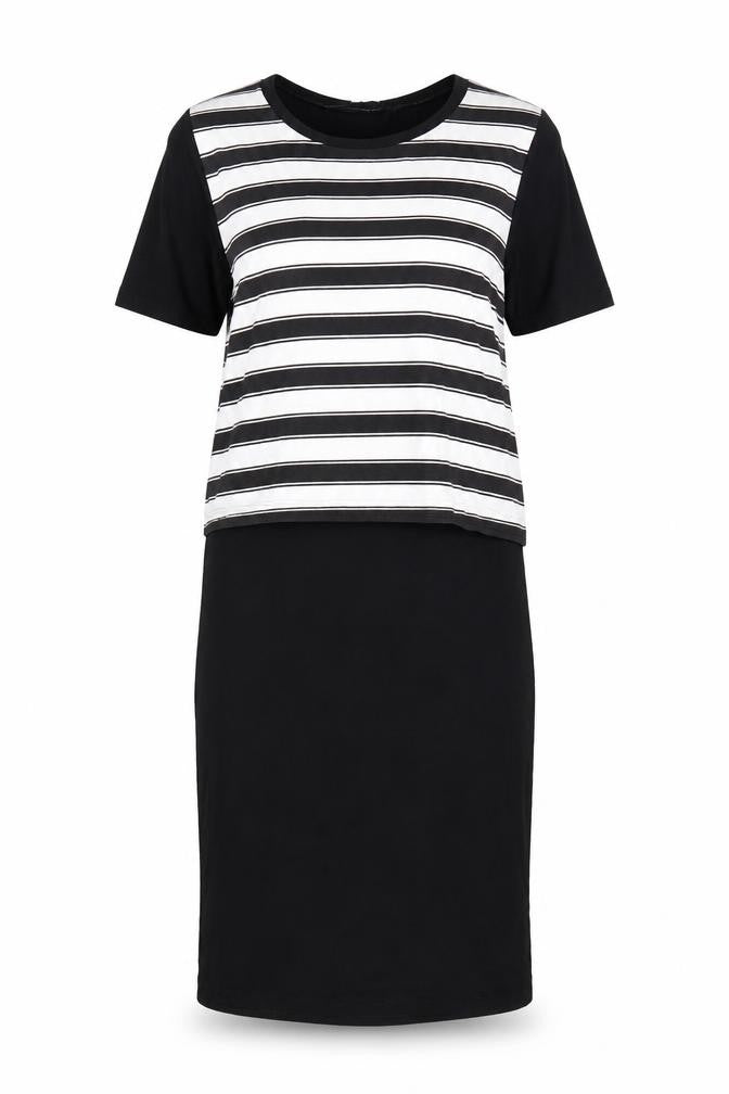 Innocence Womens Black Striped  T-Shirt Dress  Size 8