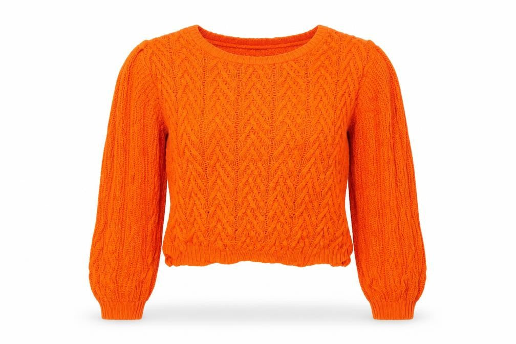 Front view of Select women’s orange jumper, size UK 10