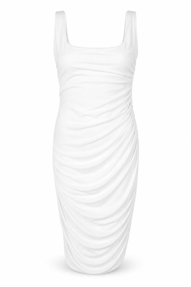 Front view of PRETTYLITTLETHING women’s white tank dress, size UK 8