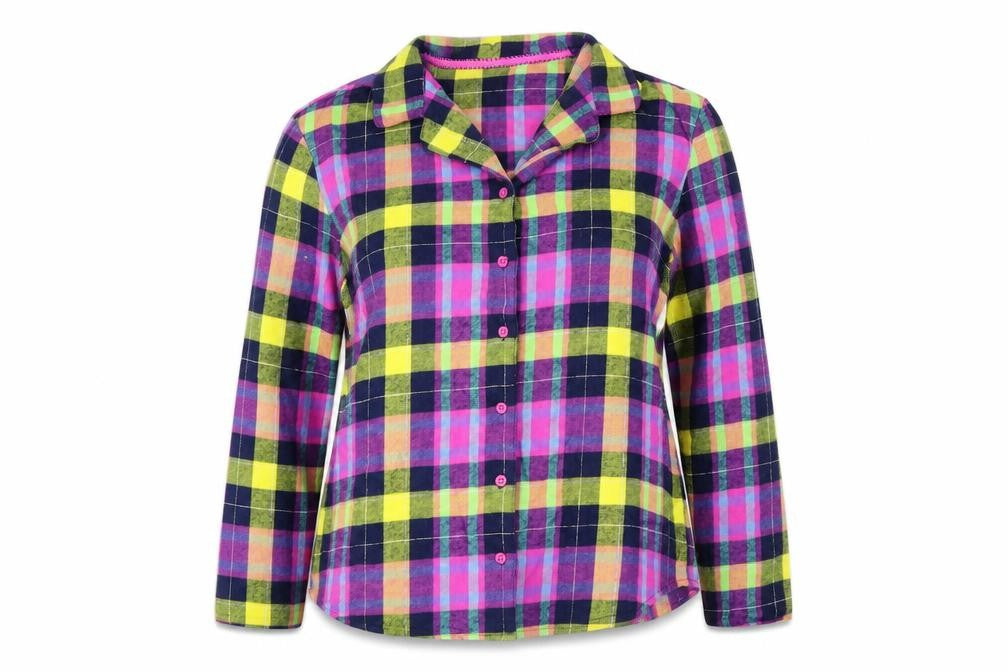 Front view of Next women’s multicoloured check top pyjama top, size UK 14