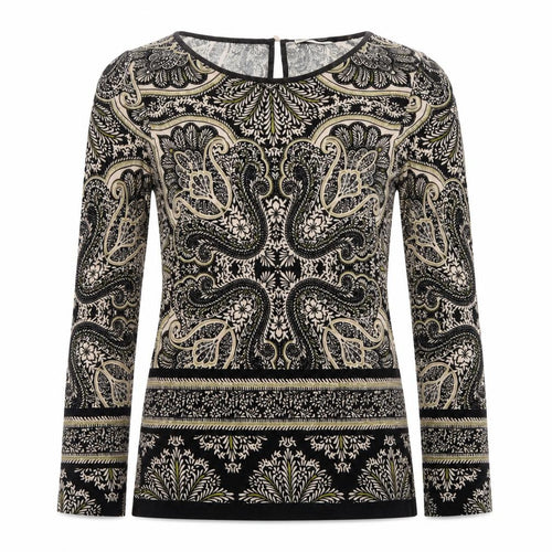 Oasis Womens Brown Paisley  Basic T-Shirt Size XS