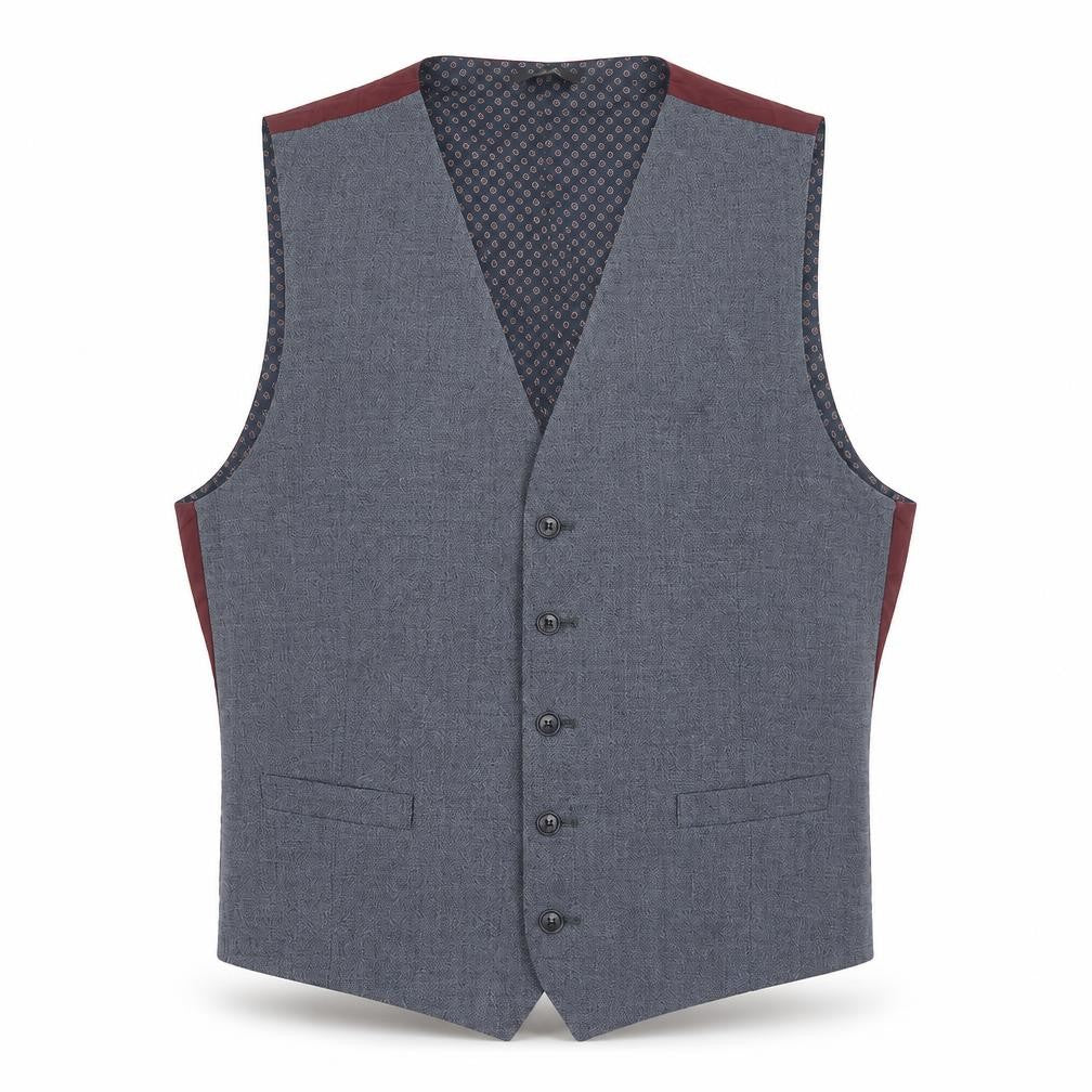 Front view of Marks & Spencer men’s blue jacket suit waistcoat, size L