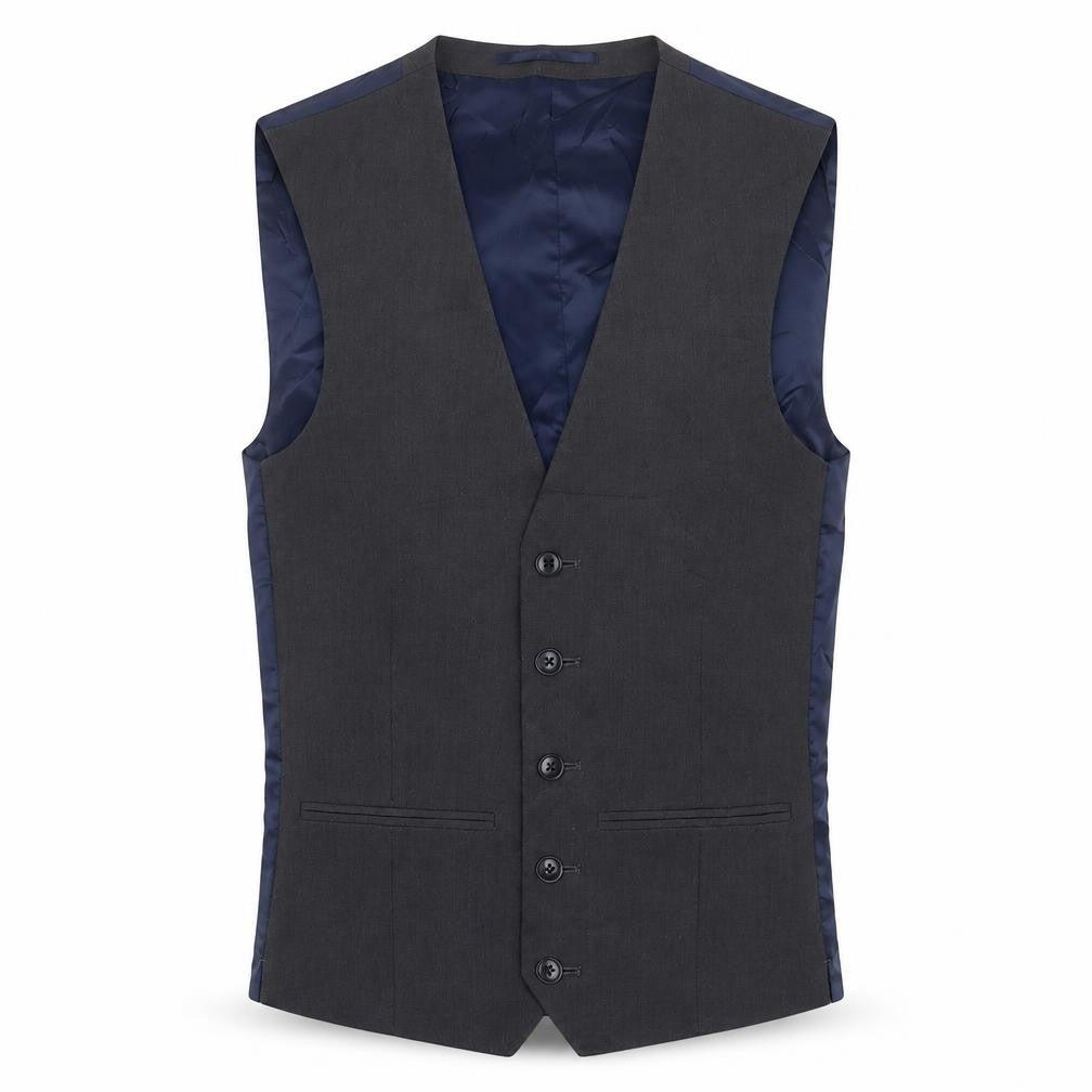 Front view of Next men’s grey jacket suit waistcoat, size S