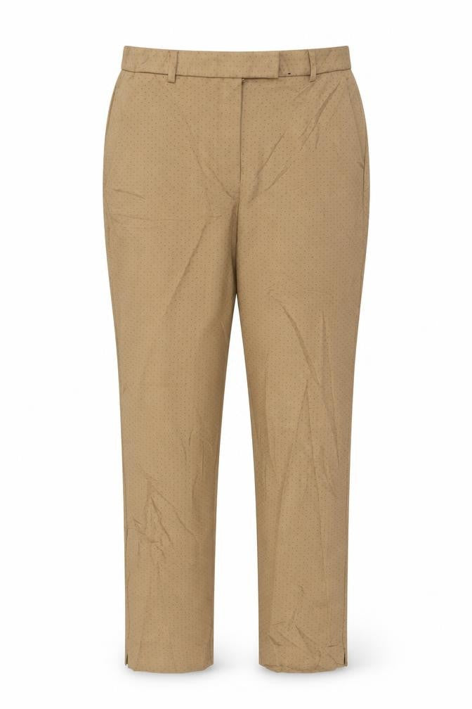 Front view of Preworn women’s beige trousers, size UK 18, 29-inch leg - dotted pattern