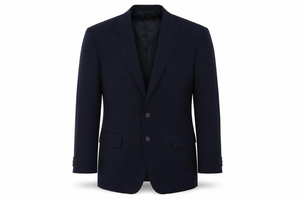 Front view of jolliman men’s blue jacket blazer, size 40