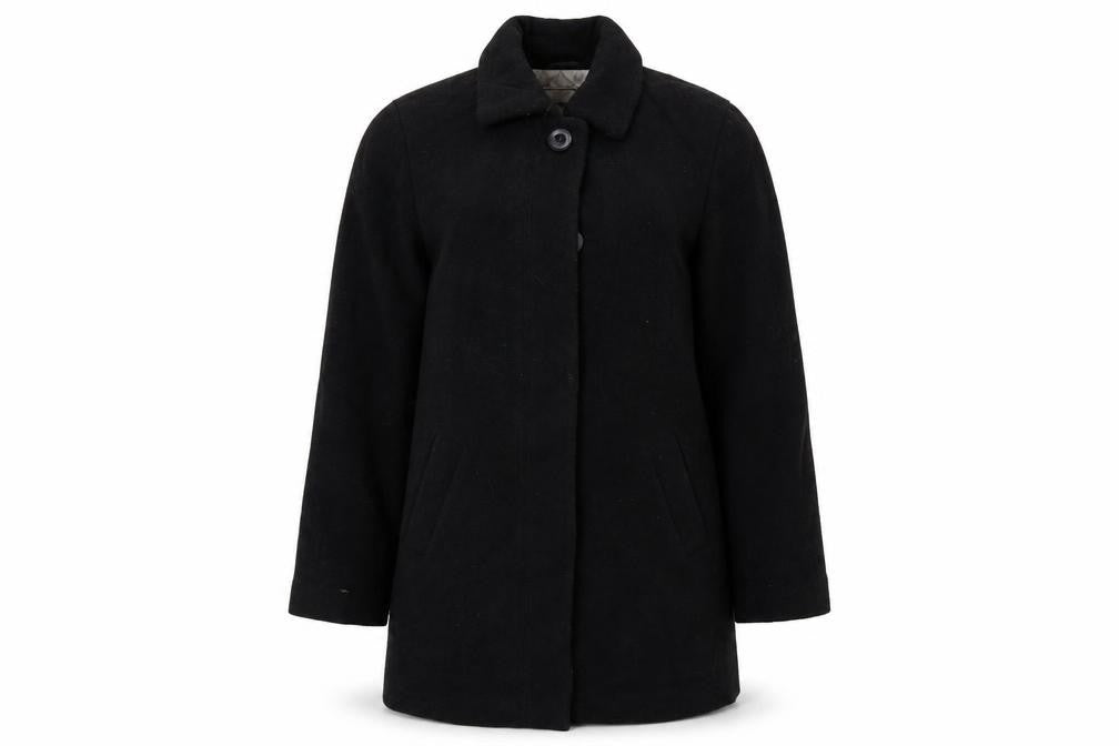 Front view of yazz women’s black jacket coat, size UK 10