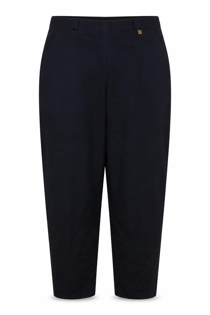Front view of Bonmarché women’s blue trousers, size UK 16, 28-inch leg