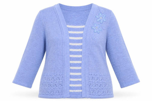 Front view of Bonmarché women’s blue pullover sweatshirt, size M