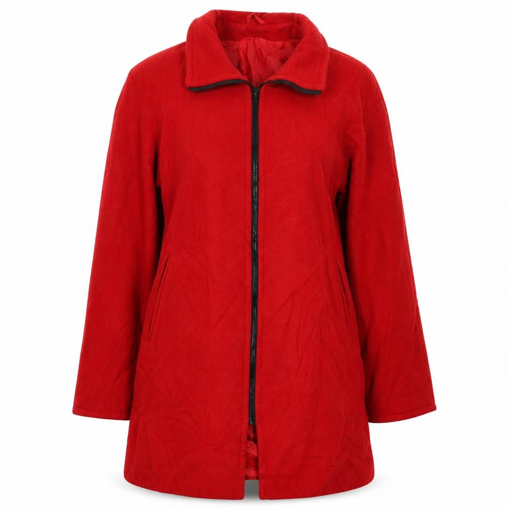 Front view of Classics Woman women’s red pea coat coat, size UK 14
