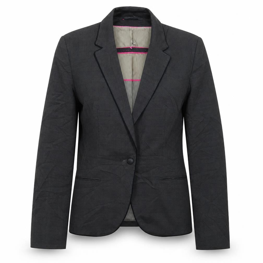 Front view of Next women’s grey jacket suit jacket, size UK 12