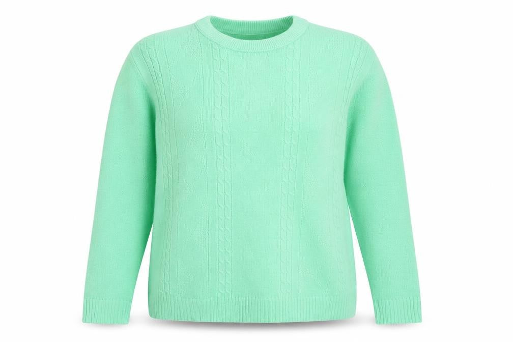 Front view of ME women’s green knit jumper, size M