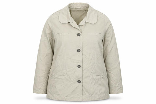 Front view of Being Casual women’s grey jacket, size UK 16