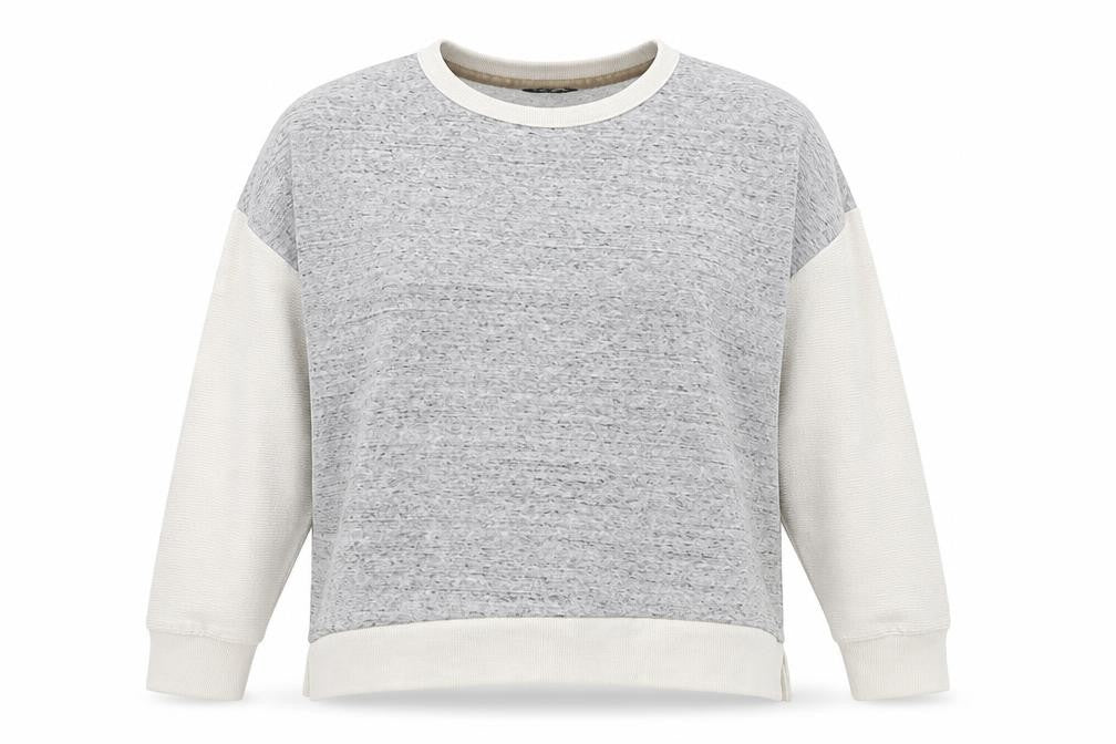 Front view of F&F women’s grey pullover sweatshirt, size S, - oversized