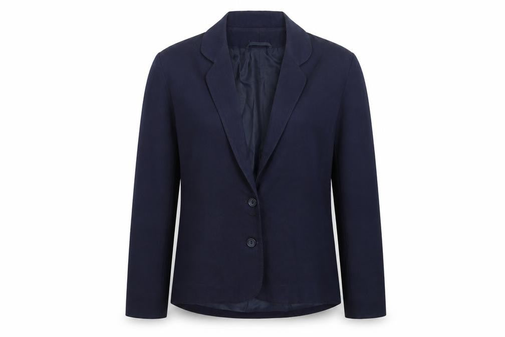 Front view of Just You women’s blue jacket blazer, size UK 12