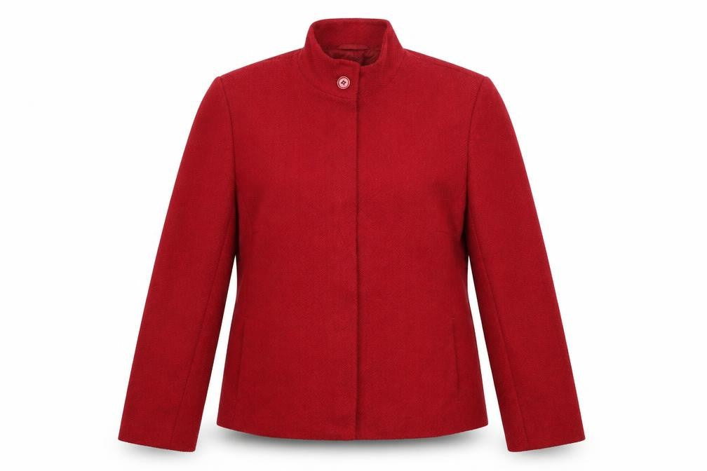 Front view of Marks & Spencer women’s red jacket blazer, size UK 12