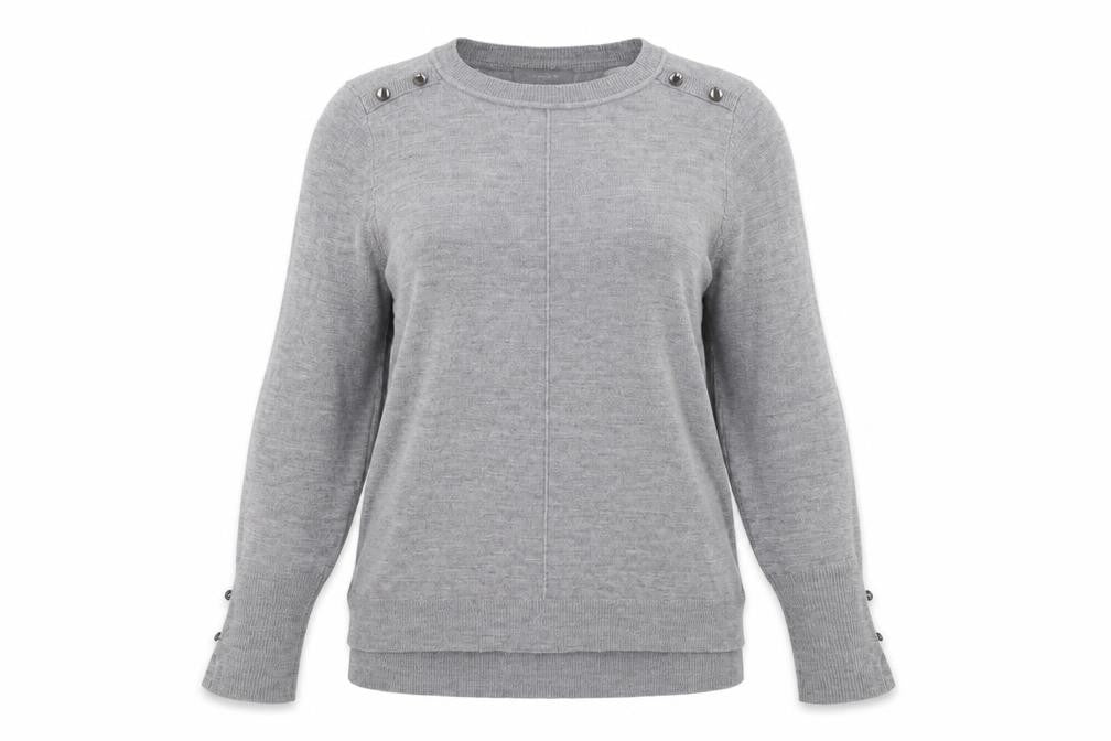 Front view of Primark women’s grey jumper, size S