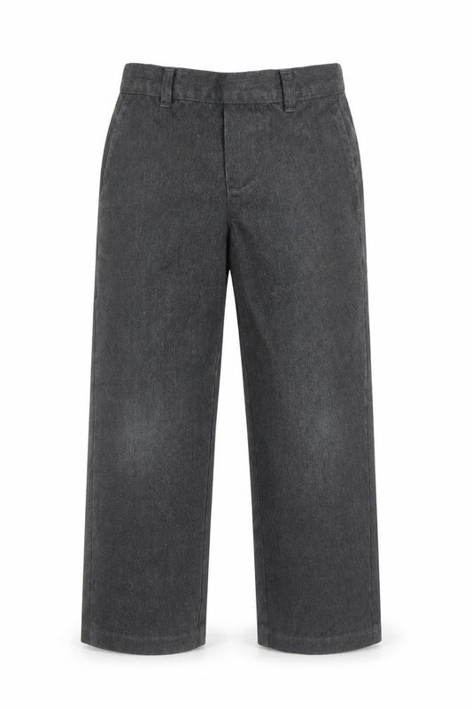 Front view of George boys’ grey capri trousers, size 5-6, years - school trousers