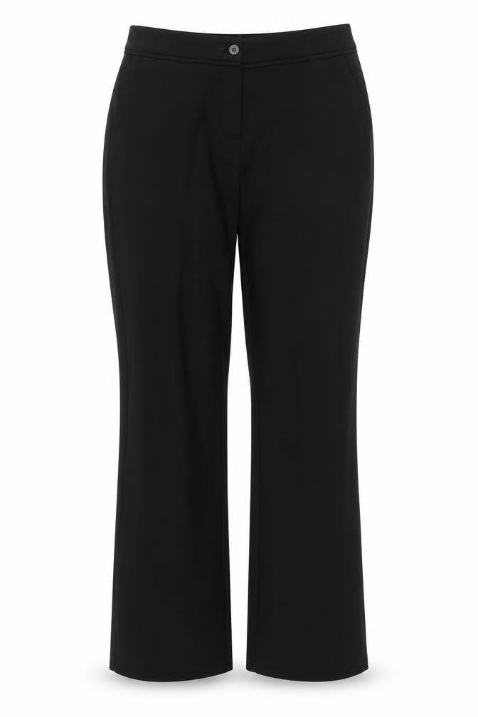 Front view of Marks & Spencer women’s black trousers, size UK 10, 30-inch leg