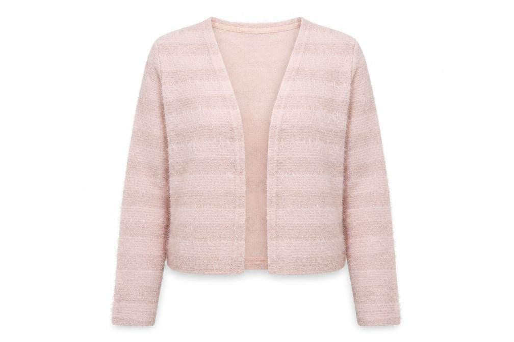 Front view of New Look women’s pink cardigan jumper, size M