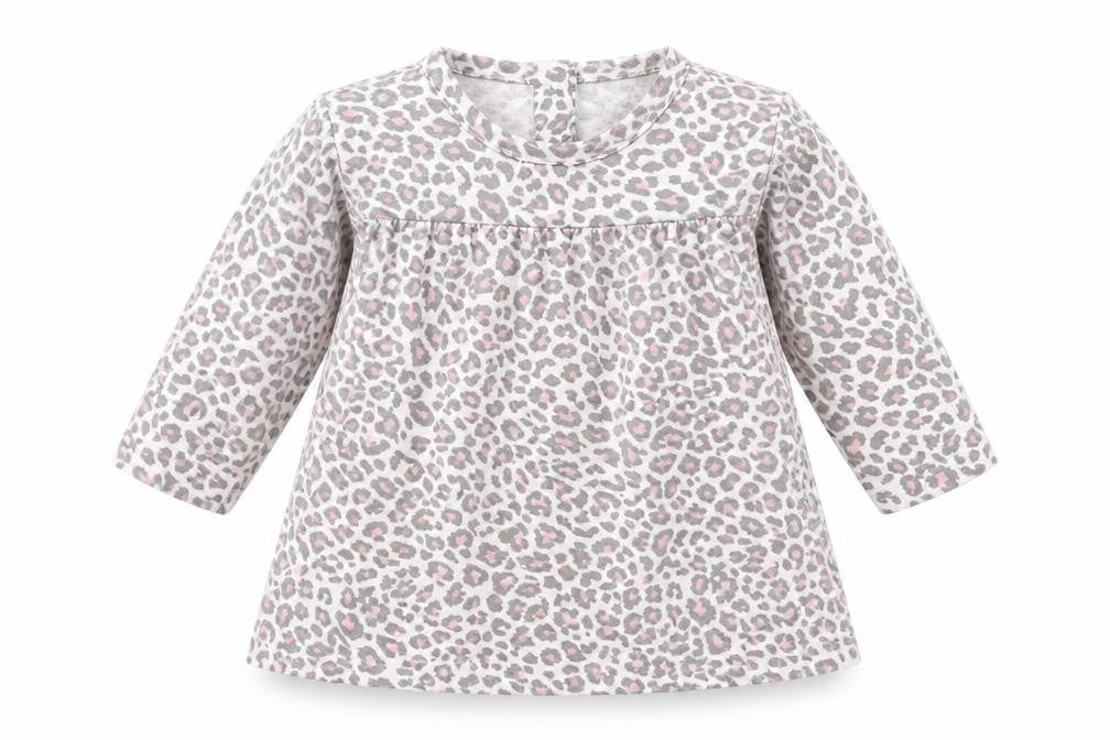 Front view of North Lights Baby Pink Animal Print Basic T-Shirt, size 3-6, Months