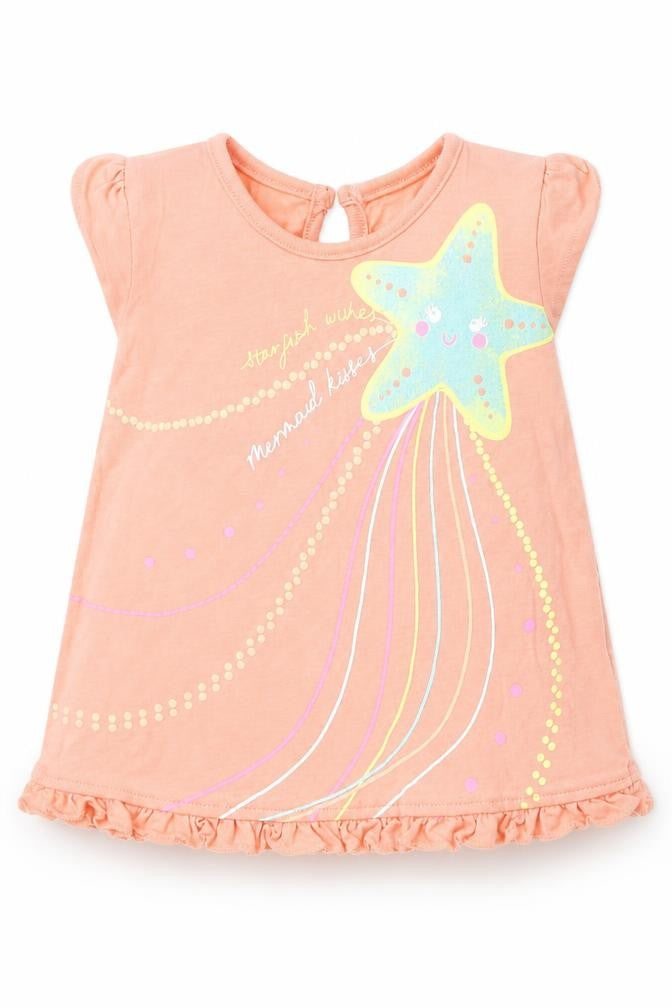 Front view of George Baby Orange Basic T-Shirt, size 3-6, Months - STAR
