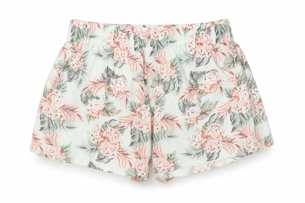 Front view of Divided women’s beige floral sweat shorts, size UK 8