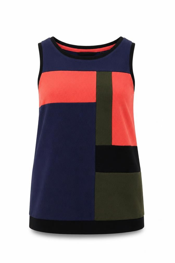 Front view of Next women’s multicoloured colourblock basic tank, size UK 8