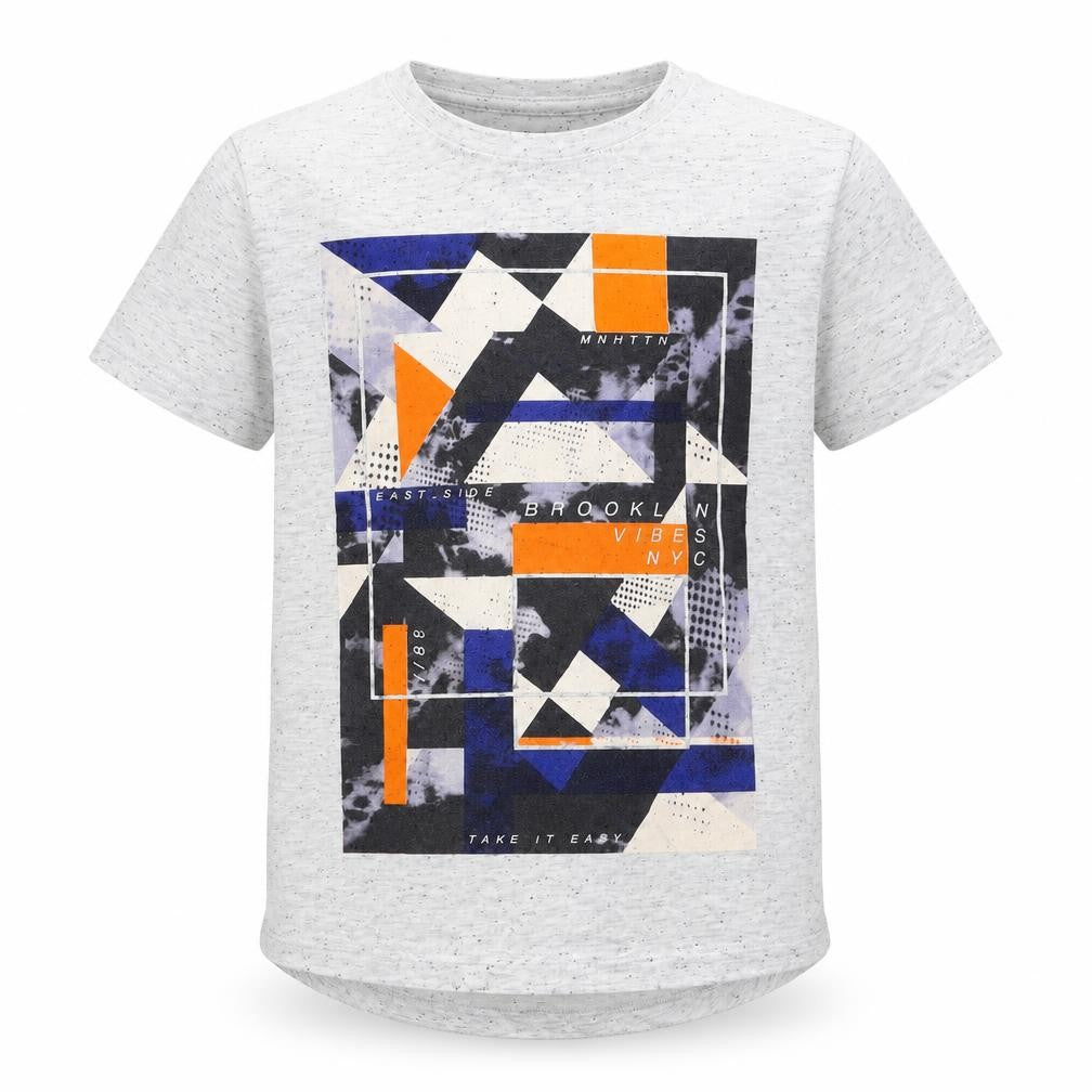 Front view of Primark boys’ grey basic t-shirt, size 9-10, years - brooklyn nyc