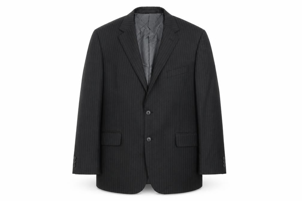 Front view of Marks & Spencer men’s grey striped jacket suit jacket, size 44